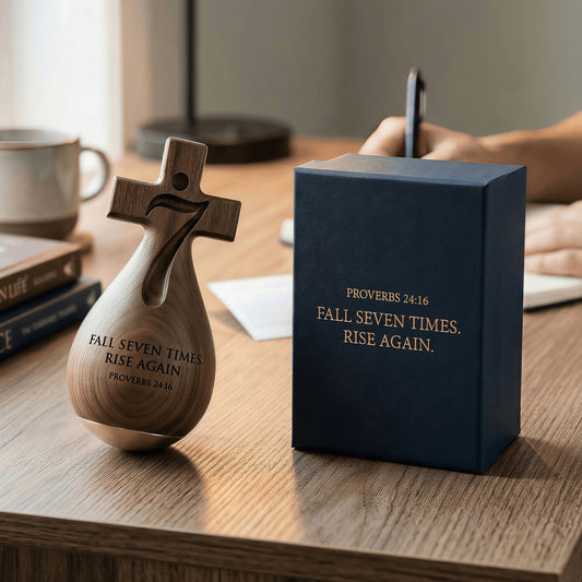 ✝️Proverbs 24:16 – ✨Solid Wood Faithful Roly-Poly Ornament