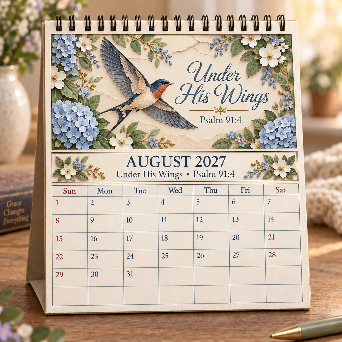 ✝️ 3D Christian Calendar 2027 | 12 Scripture Designs with Nature Scenes, Birds & Flowers for Faith-Filled Homes & Meaningful Gifts 🎁