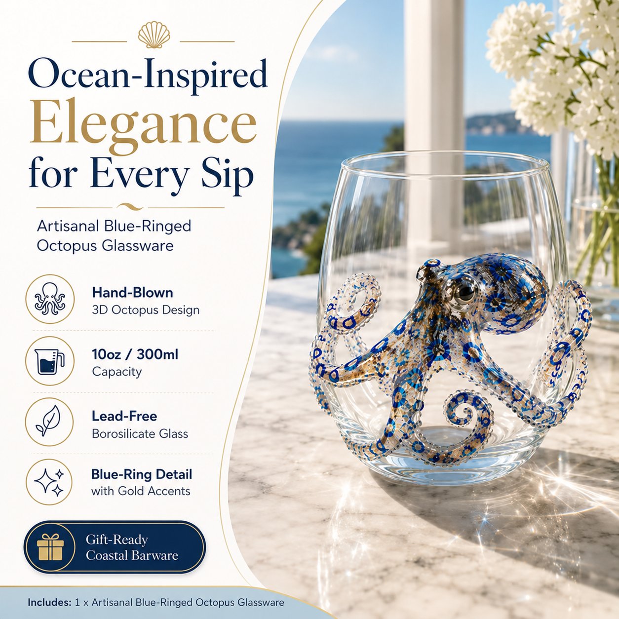 🎁The Perfect Beach House Gift 🌊3D Ocean Animal Artisan Glassware Collection