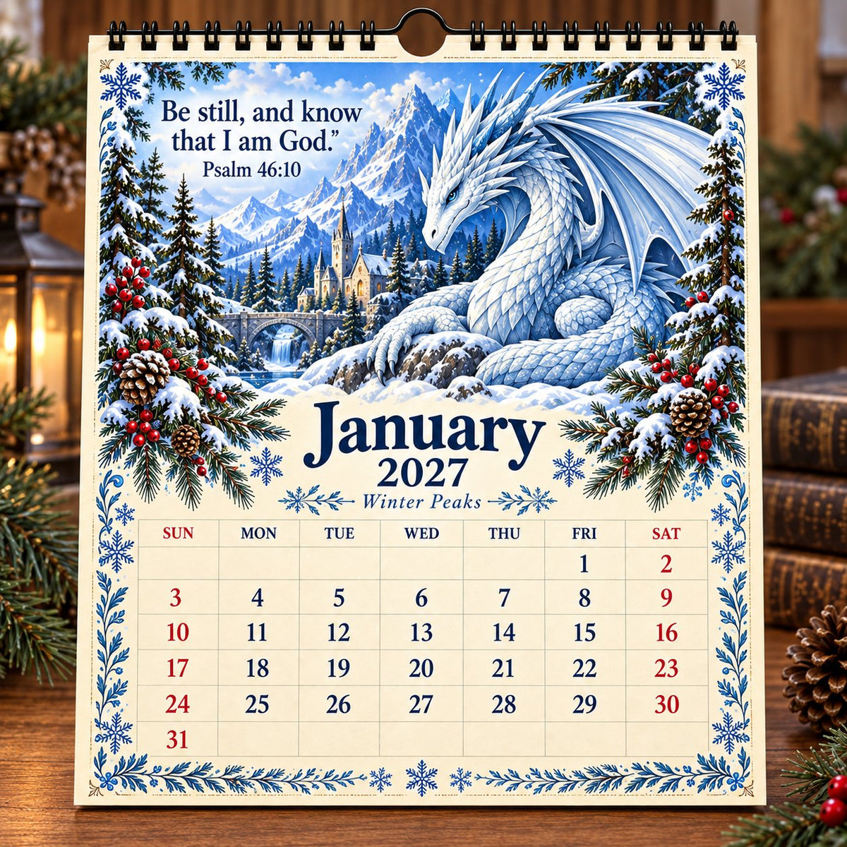 🔥🔥LAST DAY 50% OFF - 🐉📖2027 Dragon Seasons of Faith Calendar – 12 Fantasy Dragons, Scripture & Seasonal Christian Art