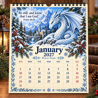 🔥🔥LAST DAY 50% OFF - 🐉📖2027 Dragon Seasons of Faith Calendar – 12 Fantasy Dragons, Scripture & Seasonal Christian Art
