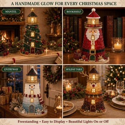 🎅🎅 2026 Christmas Gift 50% Off--🎄Beginner-Friendly DIY Lighted Christmas Character Sea Glass-Style Lighthouse Kit Collection | Complete Kit with Sea Glass-Style Pieces, LED Lights & Step-by-Step Guide Included 💕