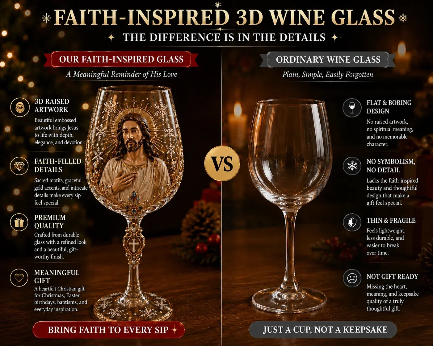 🎅🎅 2026 Christmas Gift 50% Off--✝️Faith & Grace 3D Christian Wine Glass Set – Meaningful Faith Gift🎁