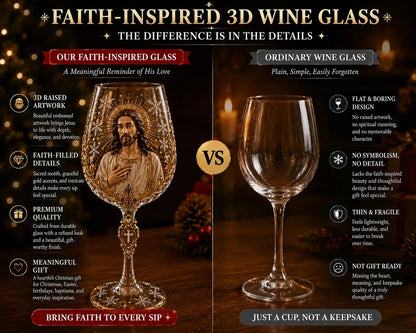 🎅🎅 2026 Christmas Gift 50% Off--✝️Faith & Grace 3D Christian Wine Glass Set – Meaningful Faith Gift🎁