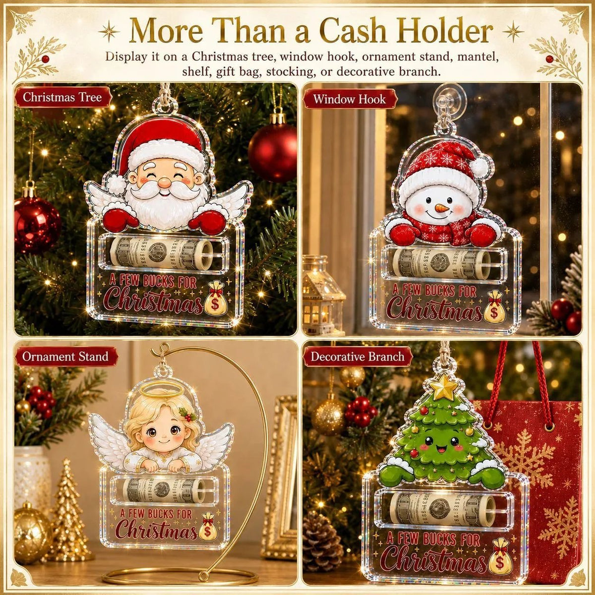🔥Last Day 50% OFF - 🎄A Few Bucks For Christmas Crystal Acrylic Money Holder Ornament