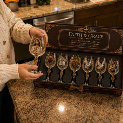 🎅 2026 Christmas Gift 50% Off--✝️Faith & Grace 3D Christian Wine Glass Set – Meaningful Faith Gift🎁