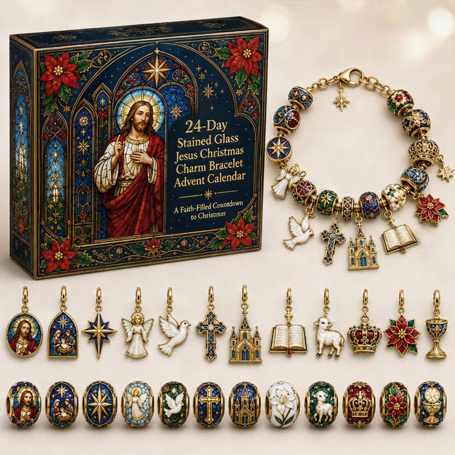 🎅 2026 Christmas Gift 50% Off--🎄24-Day Christian Christmas Charm Bracelet Advent Calendar