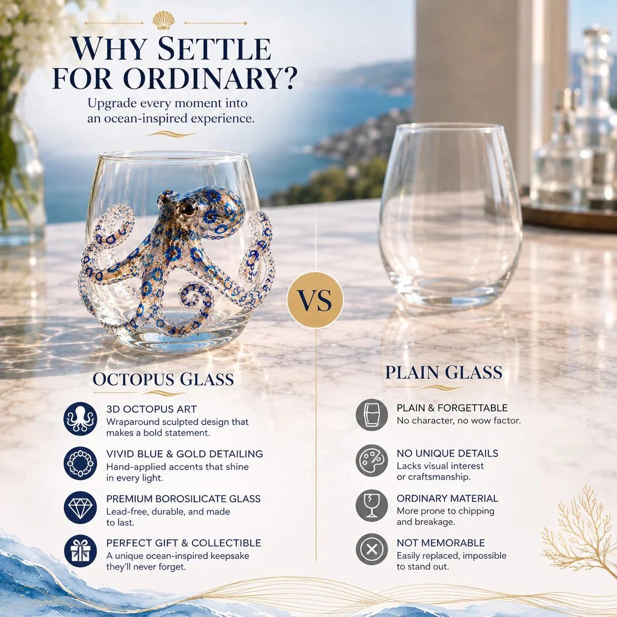 🎁🎁The Perfect Beach House Gift 🌊3D Ocean Animal Artisan Glassware Collection
