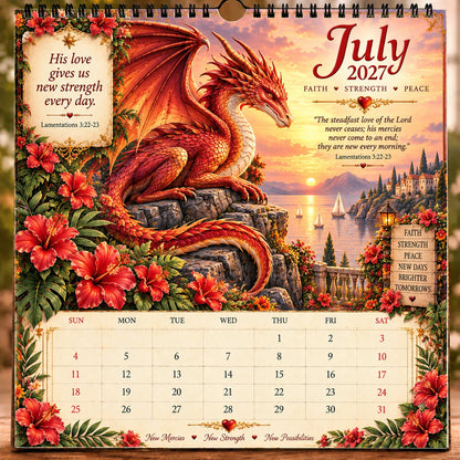 🔥🔥LAST DAY 50% OFF - 🐉📖2027 Dragon Seasons of Faith Calendar – 12 Fantasy Dragons, Scripture & Seasonal Christian Art