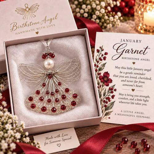 ⏳⏳⏳ Last Day 50% OFF – 👼Handmade Birthstone Angel Wire Ornament |12 Meaningful Birthstone Colors with Keepsake Card ✨