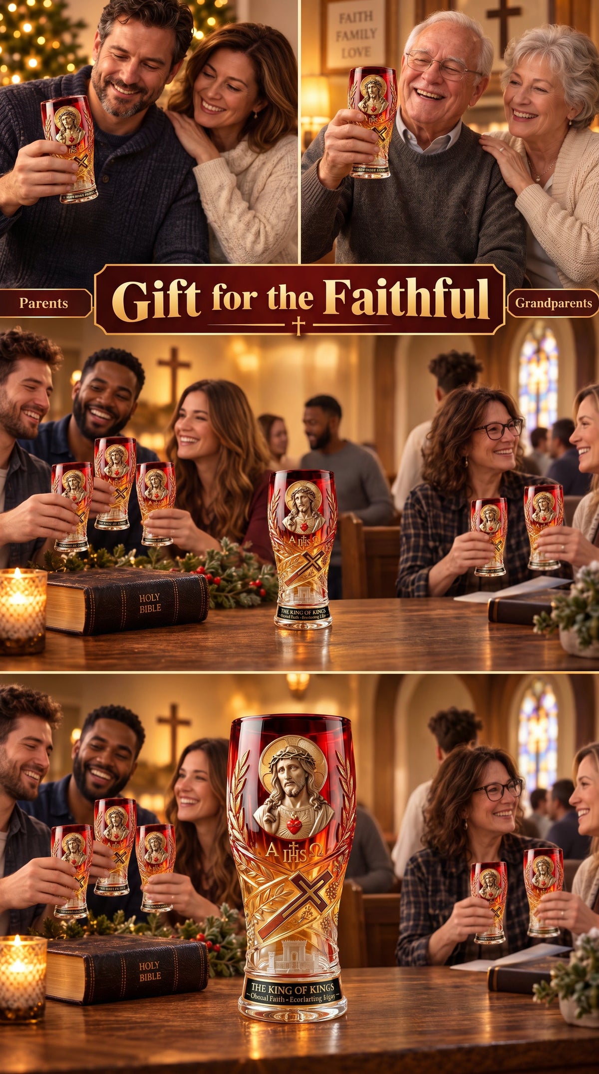 ❤️‍🔥Jesus Christ King of Kings Pint Glass – 16 oz Christian Faith Drinkware & Inspirational Gift