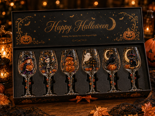 🔥🎁Halloween  Wine Glass Collection Gift Box Set✨