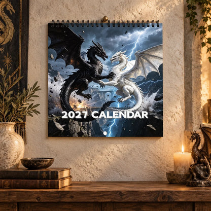 🐉Dragons  2027 Wall Calendar – 12-Month Epic Fantasy Dragon Calendar, Mystical Legendary Art Hanging Planner for Dragon Lovers