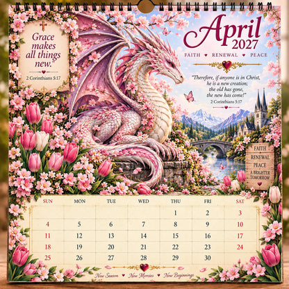 🔥🔥LAST DAY 50% OFF - 🐉📖2027 Dragon Seasons of Faith Calendar – 12 Fantasy Dragons, Scripture & Seasonal Christian Art