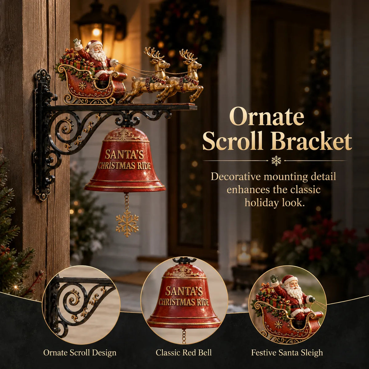 🎅 🎅2026 Christmas Gift 50% Off--🎅 Santa Sleigh with Reindeer & Bell | 3D Christmas Outdoor Decoration