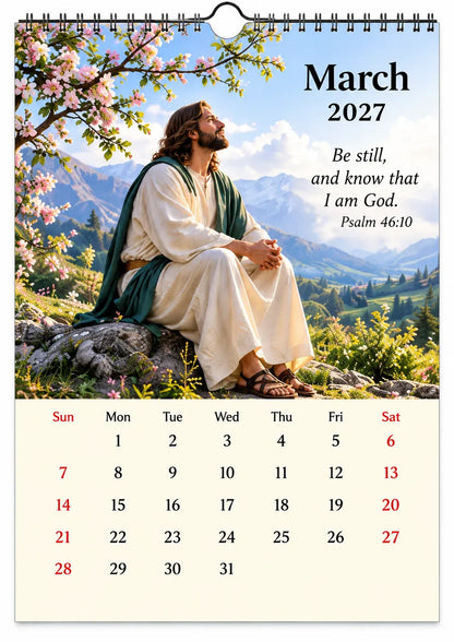 ✝️✝️ 2027 Seasons of Faith Wall Calendar | 12 Months of Christian-Inspired Artwork, Peaceful Countryside Scenes & Shepherd Imagery for Home, Prayer Spaces & Meaningful Gifts 🌿