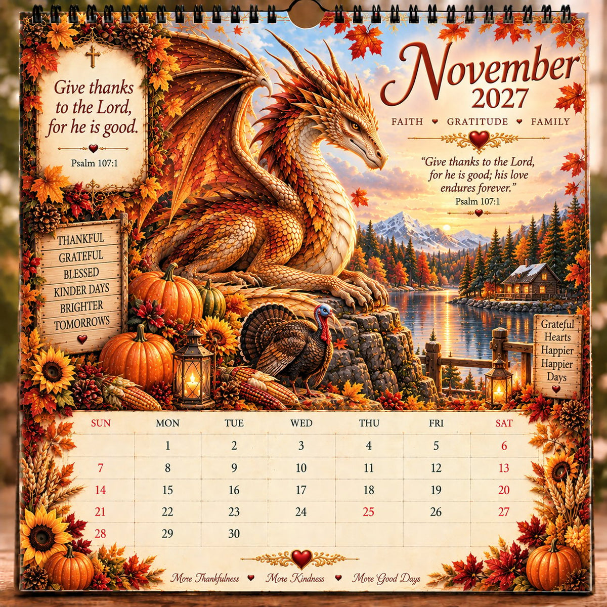 🔥LAST DAY 50% OFF - 🐉📖2027 Dragon Seasons of Faith Calendar – 12 Fantasy Dragons, Scripture & Seasonal Christian Art