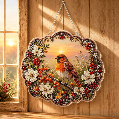✨🐦Beginner-Friendly-🐦Cardinals & Sunrise Diamond Art Hanging Ornament Kit