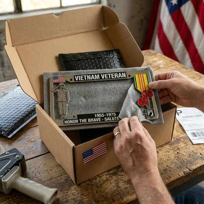 🚗July 4th Gift Hot Sale--Vietnam Veteran Tribute License Plate Frame | Perfect for Front & Rear Use