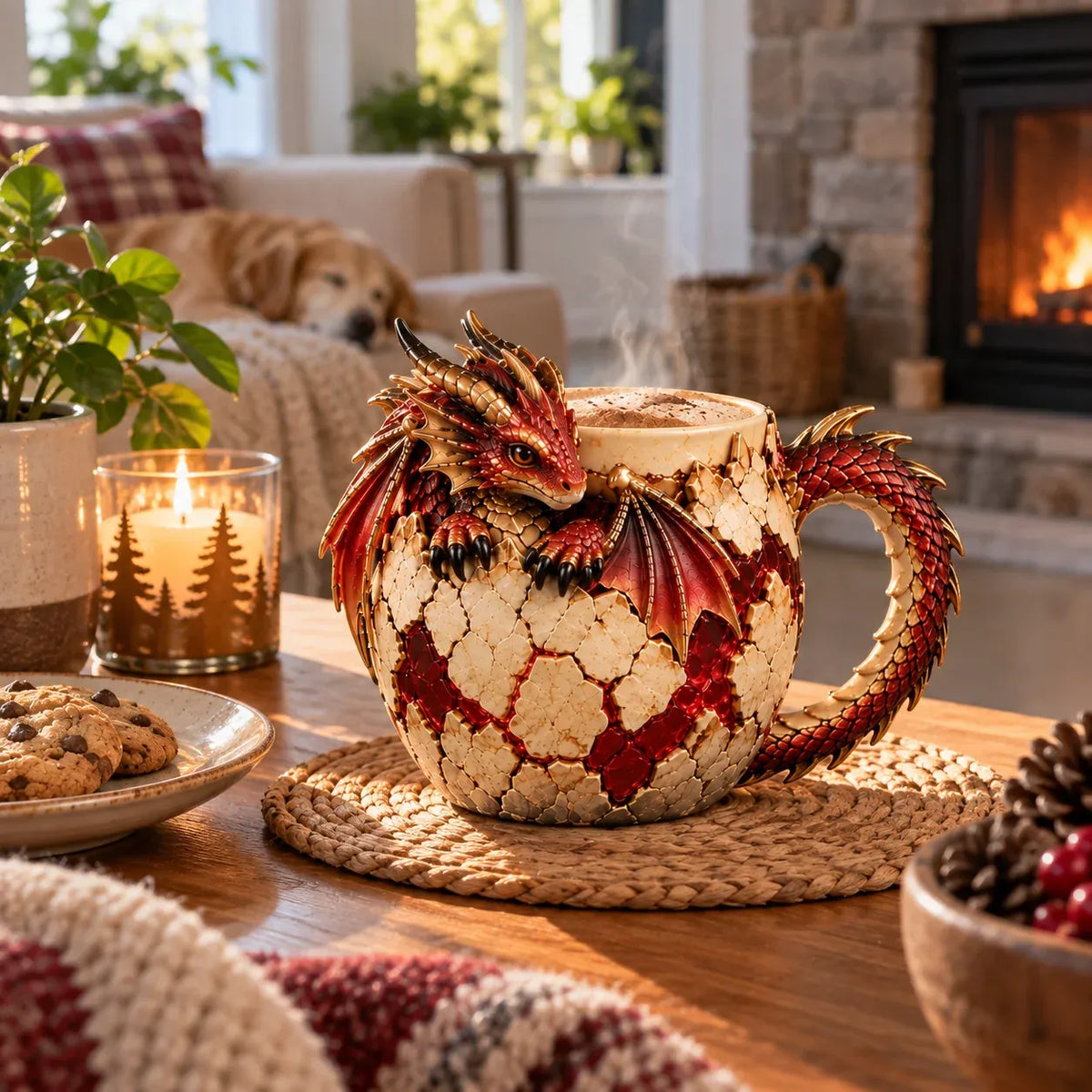 ⏳⏳ Last Day 50% OFF – 🐉 Dragonbound RealmsTM Sculpted Dragon Mug Collection | 6 Fantasy Realm Designs with Raised 3D Dragon Details ☕