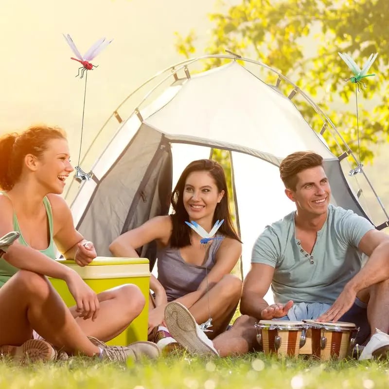 12 Counts Outdoor Fake Dragonfly Rod Clip, Garden MetalDragonfly Clip