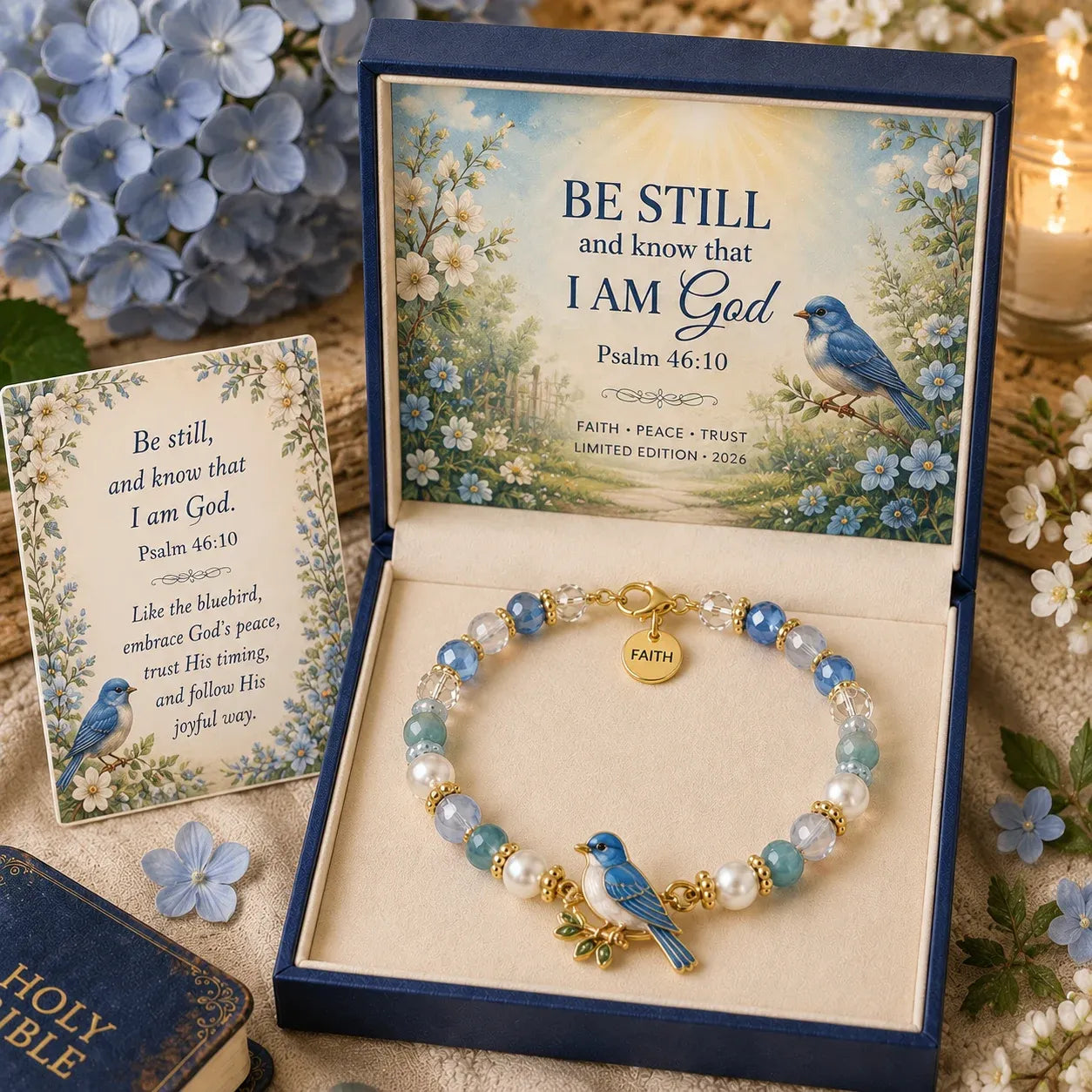 🎅🎅 2026 Christmas Gift 50% Off--✝️ Psalm 46:10 Faith Bracelet | Limited Edition 2026 Christian Jewelry with 7 Meaningful Nature Symbols, Gemstone-Style Beads & Scripture Gift Box 🤍