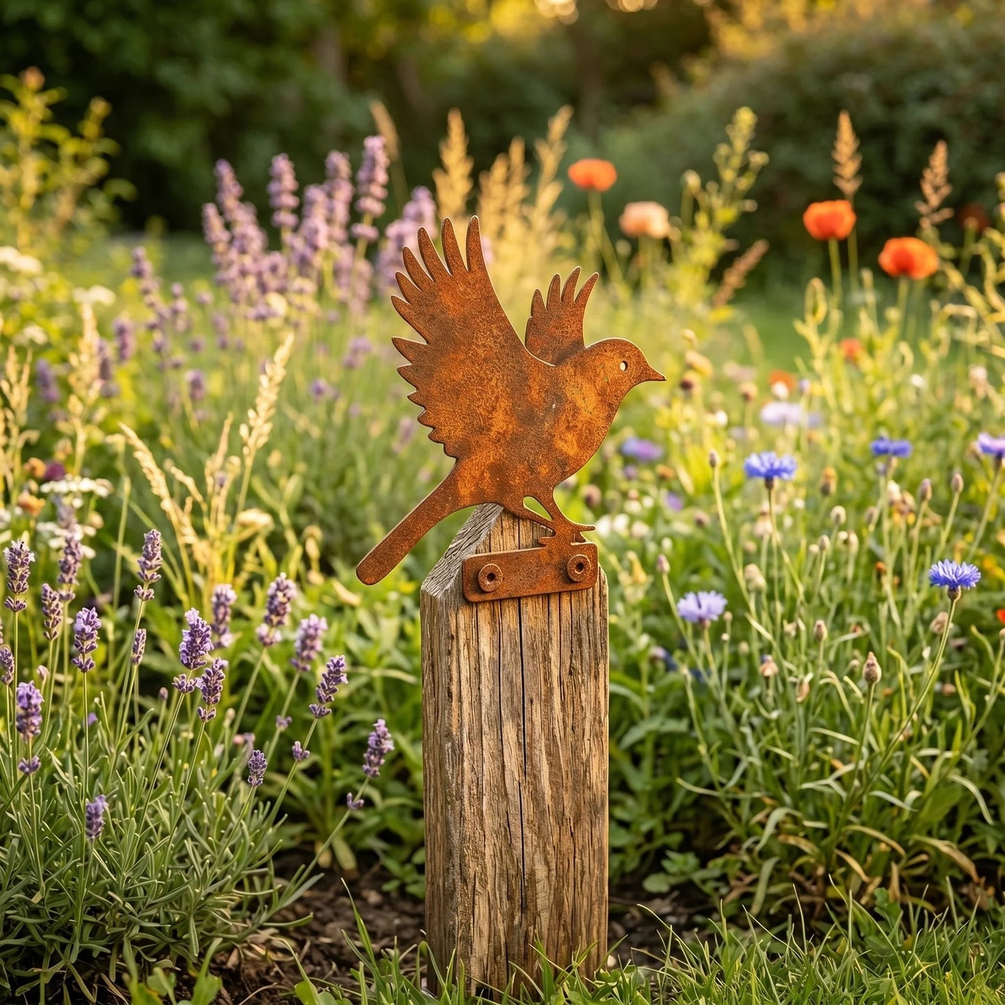 🐦5-Piece Lifelike Rusty Metal Bird Silhouettes Garden Art