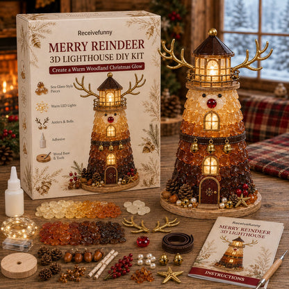 🎅🎅 2026 Christmas Gift 50% Off--🎄Beginner-Friendly DIY Lighted Christmas Character Sea Glass-Style Lighthouse Kit Collection | Complete Kit with Sea Glass-Style Pieces, LED Lights & Step-by-Step Guide Included 💕