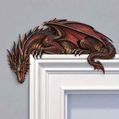 ⏳ ⏳Last Day 50% OFF – 🐉🔥 Sleeping Dragon Door Topper | Medieval Fantasy Dragon Guardian Wall Décor for Doorway, Gaming Room & Gothic Home 🏰✨