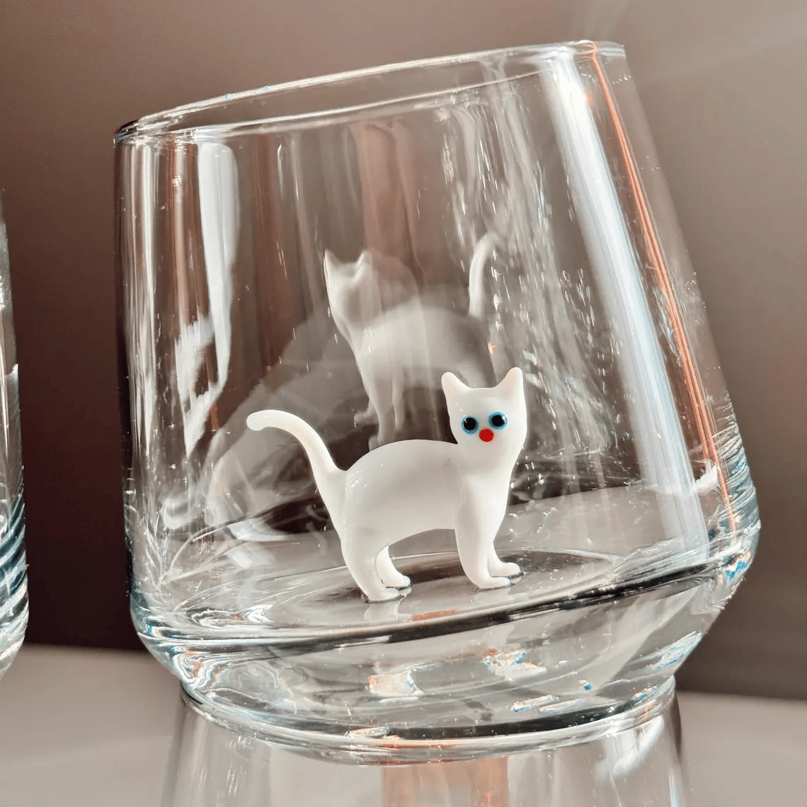 🐱 Handmade Murano Glass Cat Wine Glass