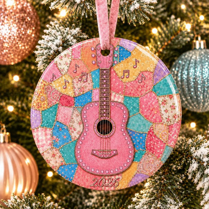 🎅 🎅 2026 Christmas Gift 50% Off--🎁Last Day 50% OFF 🎸 Pink Guitar Memorial Heart Ornament