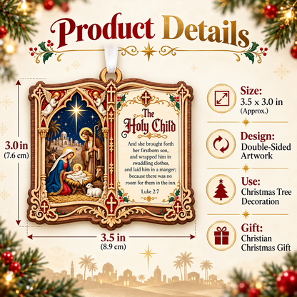 ⏳ Last Day 50% OFF – Christian Christmas Bible Verse Book Ornament – Nativity Scripture Keepsake