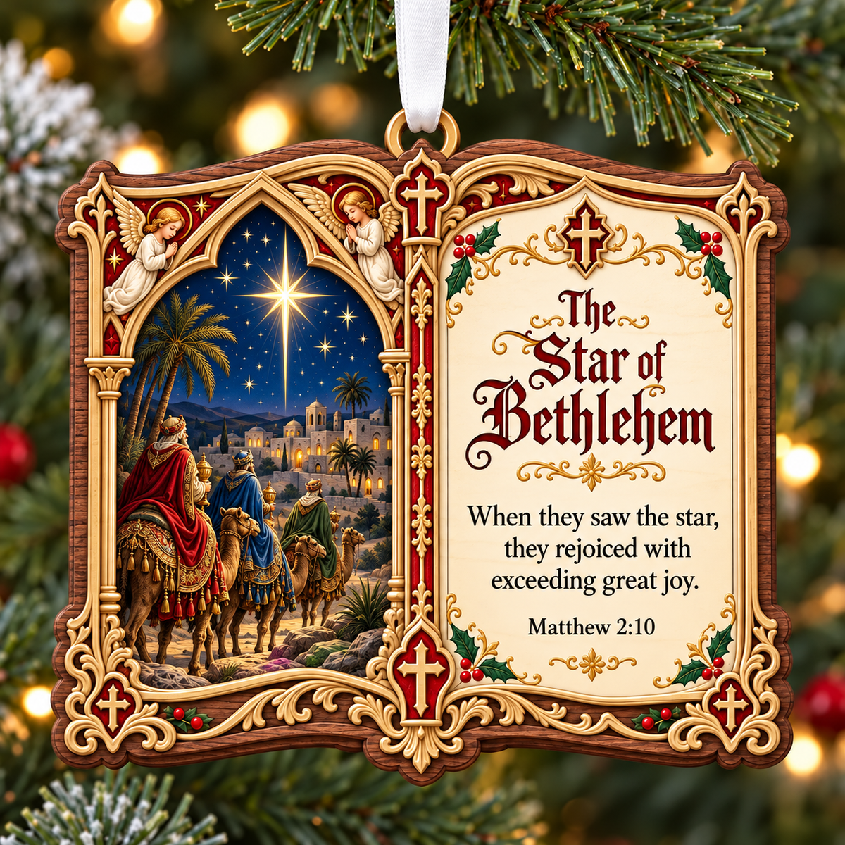 ⏳ Last Day 50% OFF – Christian Christmas Bible Verse Book Ornament – Nativity Scripture Keepsake