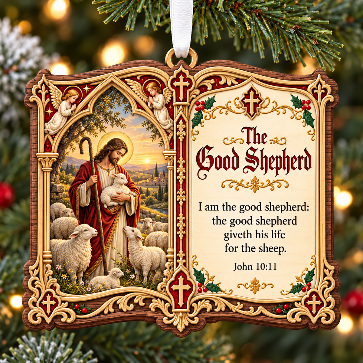 ⏳ Last Day 50% OFF – Christian Christmas Bible Verse Book Ornament – Nativity Scripture Keepsake
