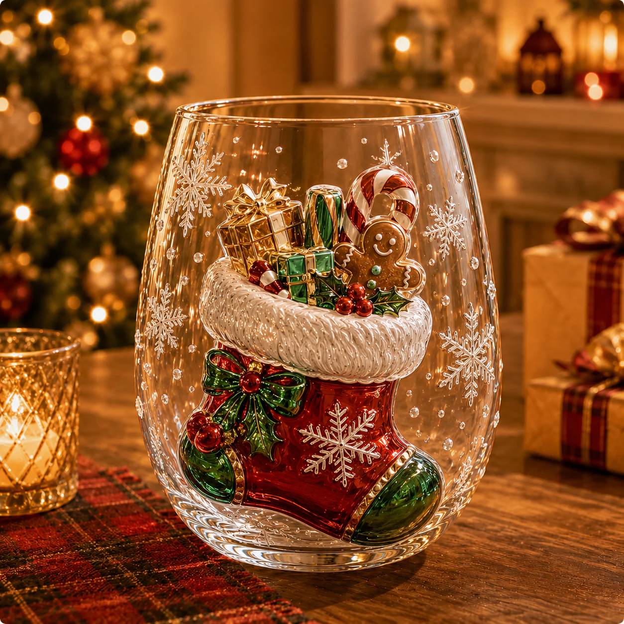 🎅Magical Christmas 3D Glass Cup Collection – Santa, Reindeer, Snowman & Christmas Tree