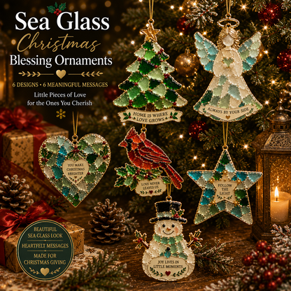 🎅🎅 2026 Christmas Gift 50% Off--🎄 Sea Glass Christmas Blessing Ornaments