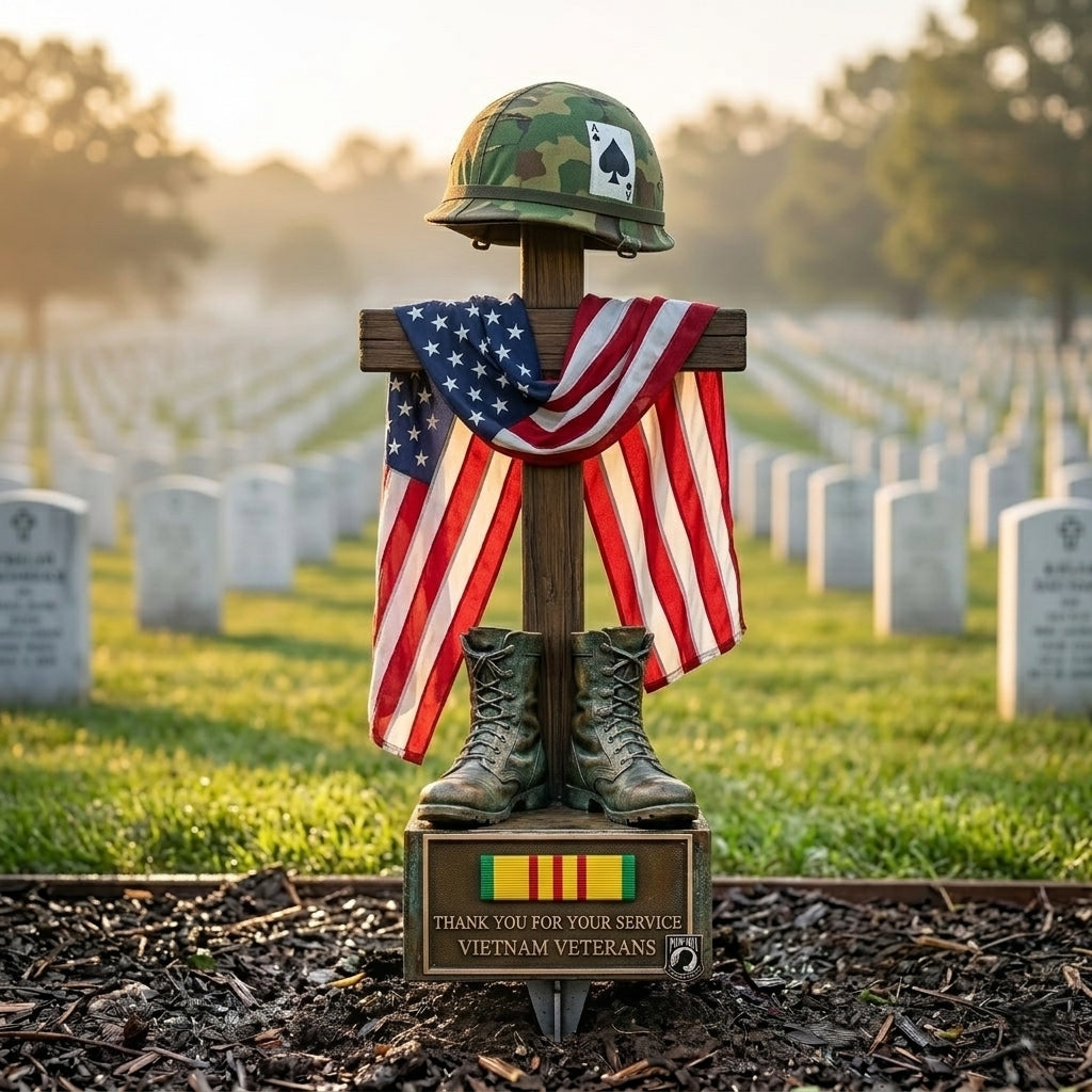 ✝️Last Day Promo: 50% OFF 🎖️-Vietnam Veteran Battlefield Cross Memorial Garden Stake