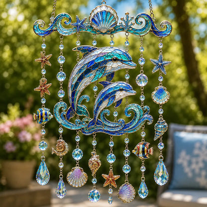 🐋🐋 Ocean-Themed Crystal Wind Chime – Bring the Ocean Glow to Your Garden (📦Buy 2 Free Shipping)