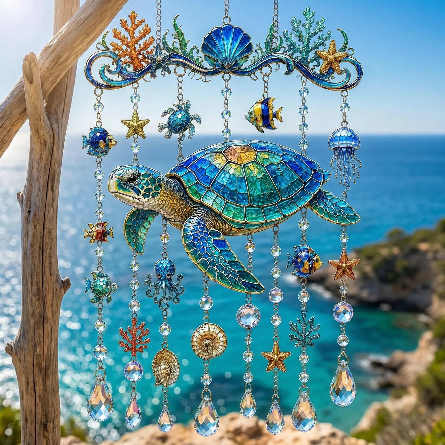 🐋🐋 Ocean-Themed Crystal Wind Chime – Bring the Ocean Glow to Your Garden (📦Buy 2 Free Shipping)