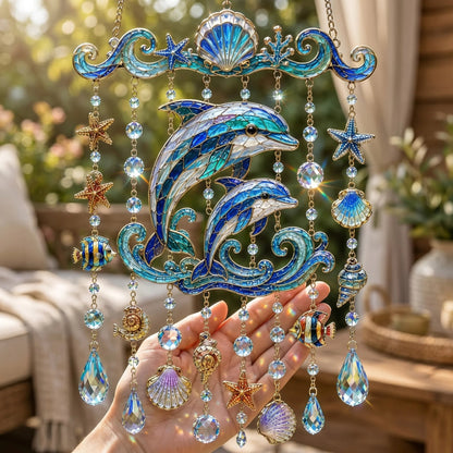 🐋 Ocean-Themed Crystal Wind Chime – Bring the Ocean Glow to Your Garden (📦Buy 2 Free Shipping)