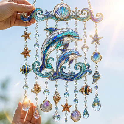 🐋🐋 Ocean-Themed Crystal Wind Chime – Bring the Ocean Glow to Your Garden (📦Buy 2 Free Shipping)
