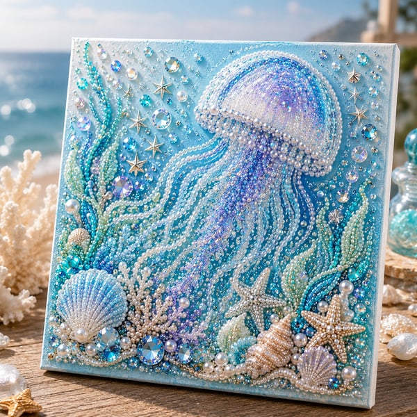 🌊🌊🔥 Last Day 50% OFF - 🌊✨ Ocean Theme Pearl Art DIY Kit – Relaxing DIY Craft to Create Stunning Coastal Artwork