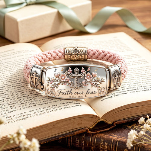 ✝️✝️Faith Over Fear Bracelet – Christian Cross Bracelet Inspired by Isaiah 41:10, Hope, Courage & Divine Strength