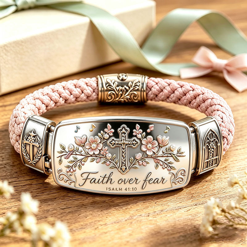 ✝️✝️Faith Over Fear Bracelet – Christian Cross Bracelet Inspired by Isaiah 41:10, Hope, Courage & Divine Strength