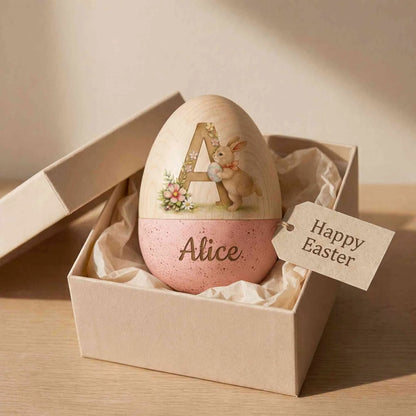 Personalized Watercolor Easter Egg – Hollow Wooden Keepsake for Kids - Buy 2 Free Shipping