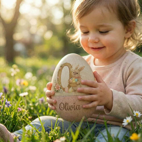Personalized Watercolor Easter Egg – Hollow Wooden Keepsake for Kids - Buy 2 Free Shipping