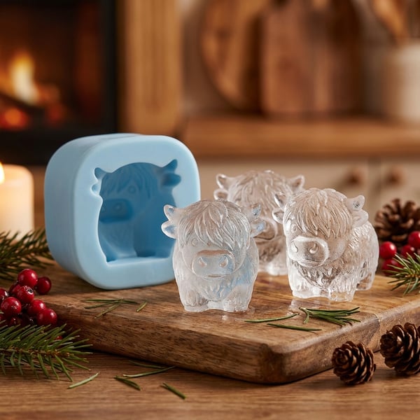 🐮 Mini Highland Cow Ice Cube & Dessert Mold 🧊🍪 Cute 3D Ice for Drinks, Parties & Gifts💕