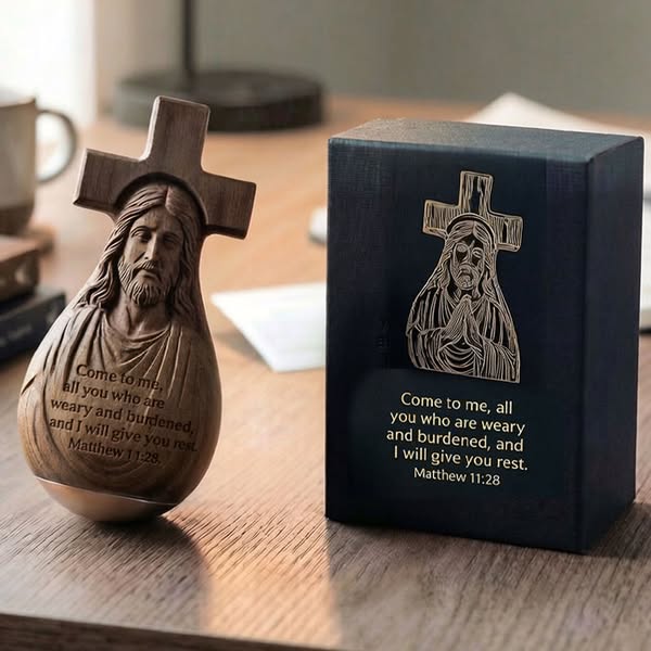 ✝️Proverbs 24:16 – ✨Solid Wood Faithful Roly-Poly Ornament