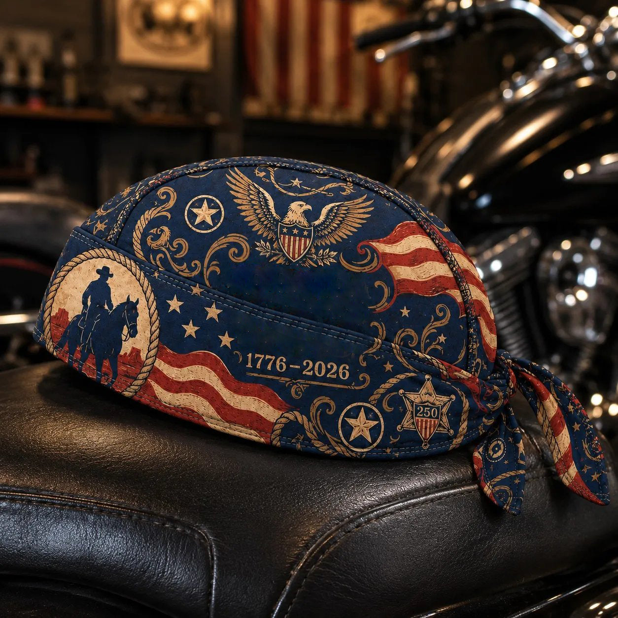🏍️🏍️America 250 Cycling Pirate Hat / Biker Headwrap