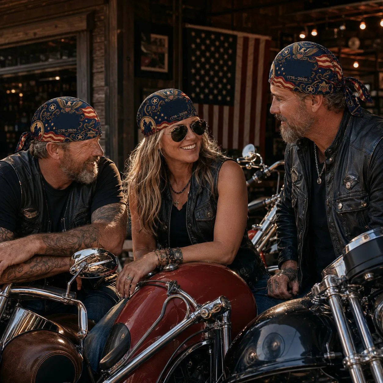🏍️🏍️America 250 Cycling Pirate Hat / Biker Headwrap